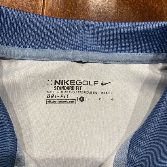 Nike Golf Performance Standard Fit Blue Striped Polo Shirt Dri-Fit Men's Large - Picture 5 of 7